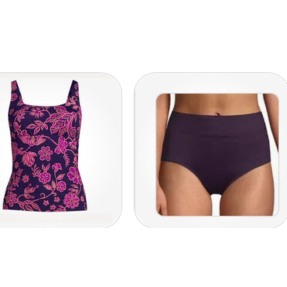lands end tankini swimsuit 18w blackberry purple new